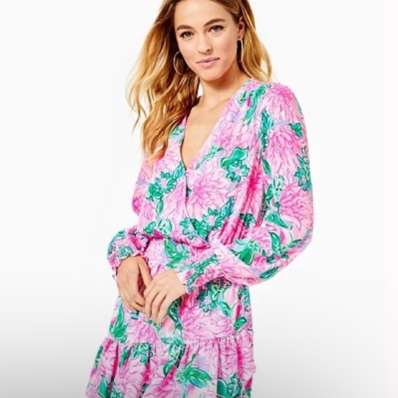Lilly Pulitzer Cristiana Stretch Mini Dress Size 00 pink blossom try you - Picture 1 of 9
